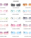 نظارات شمسية نسائية مستطيلة بدون إطار عدسات بنية ماركة فاخرة موضة 2022 نظارات شمسية صيفية للرجال والنساء