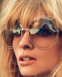 Sunglasses Large Round Women 2022 Sunglasses Large Frame Antique Metal Okulary Luxury Brand Sunglasses Retro Cool Famale