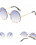 Round Rimless Sunglasses Women 2022 Luxury Brand Designer Ladies Sunglasses Ins Sunglasses Lunettes De Sol Femme Uv400 W