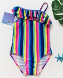 5 14 سنوات Falbala الفتيات ملابس السباحة الاطفال ملابس السباحة الملونة شرائط ملابس سباحة للأطفال عالية الجودة الاطفال ملابس الشا