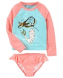 210year Toddler Baby Girls Swimwear Girls Swimsuit Two Pieces Children Swimwear Hot Sale Flamingo Kids Surfing Suit  Sw