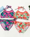Tropical Floral Girls Swimwear 715year Girls Swimsuit Lovely Ruffle Style Kids Swimming Suit Biquini Infantil Bikini Se