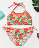 Tropical Floral Girls Swimwear 715year Girls Swimsuit Lovely Ruffle Style Kids Swimming Suit Biquini Infantil Bikini Se
