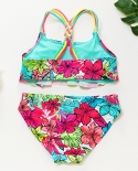 New  Girl Swimsuit Two Pieces Girls Swimwear High Quality Kids Swimwear Ruffle Style Swimming Suit For Teenager Girlchil