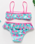 412y Girls Swimwear Girls Swimsuit  Flamingo Swimwear For Kids Ruffle Children Swimming Suit Kids Beach Wear St9032chil