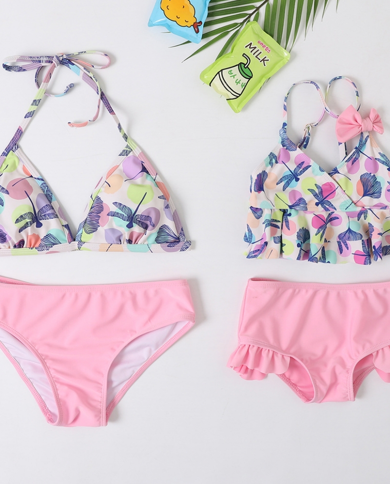  New Girls Swimsuit Two Pieces Ruffle Style Childrens Swimwear Mother And Daughter Swimsuit Family Matching Clothes Sw4