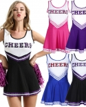  High School Cheerleader Costume Cheer Girls Uniform Party Jazz Dancing Dress Outfit Women Girls Clothing Summer Suit  T