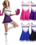  High School Cheerleader Costume Cheer Girls Uniform Party Jazz Dancing Dress Outfit Women Girls Clothing Summer Suit  T