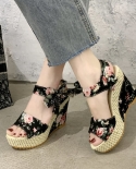 Lace Leisure Women Wedges Heeled Women Shoes Summer Sandals Party Platform High Heels Shoes Womansandalias Mujer Verano 