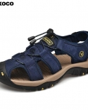 Zoxoco Genuine Leather Men Shoes Summer New Large Size Mens Sandals Men Sandals Fashion Sandals Slippers Big Size 38 47