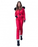 Winter Jumpsuits Women Solid Color Waterproof Padded Jumpsuit For Women Thick Warm Hooded Rompers For Outdoor Skiing Bod