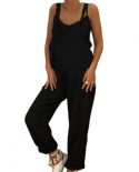 Summer Sleeveless Bib Overalls For Women Jumpsuits Adjustable Strap Wide Leg Long Pants Women Long Romper Overalls Monos