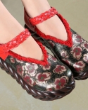 2022 ربيع الخريف الأحذية اليدوية منصة أسافين عالية الكعب النساء مضخات رباط الكاحل جلد طبيعي النساء حذاء كاجوال w