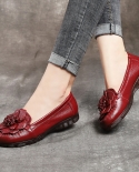 2022 סתיו חורף נעלי אמא אישה נעלי עור אמיתיות תחתון רך עקבים נמוכים משאבות נעלי נשים רוקדות פרח נעלי ספורט