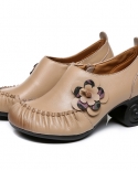 Folds Flower Genuine Leather Female Pumps 2022 Spring Retro High Heels Shoes For Women Soft Autumn Handmade Office Flora
