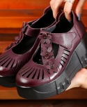2022 الربيع مريحة الزهور الكلاسيكية جلد طبيعي عالية الكعب مضخات أسافين منصة تنفس النساء أحذية Sapatos