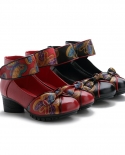 אביב 2022 נשים נעלי עור אמיתי בסגנון לאומי סוליות רכות בגיל העמידה נעלי ריקוד אמא גברת רטרו פרחוני dre
