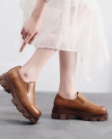 أزياء سميكة القاع أحذية النساء 2022 الربيع الانزلاق على أسافين جلد طبيعي منصة المتسكعون الإناث حذاء كاجوال أسود f