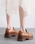 Sapatos femininos de fundo grosso moda 2022 primavera deslizamento em cunhas de couro genuíno mocassins sapatos femininos casuai
