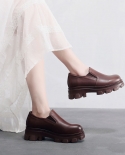 Zapatos de mujer de fondo grueso a la moda, mocasines con plataforma de cuña de cuero genuino, zapatos informales para mujer, co