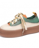 נעלי עור אמיתי לנשים צבעים מעורבים נשים נעלי שרוכים 2022 אביב חדש נוח פלטפורמת פנאי תמציתית SN