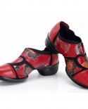 Princess Li People National Wind Square Dance Shoes Womens Soft Soles Heel Leather Dancing Shoes Modern Jazz Dance Shoe