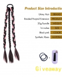 Synthetic Ponytail Rainbow  Extensions Natural False Fake Hair Cute Cool Girls Braided Boxing Braid Hairpiece Black Brow