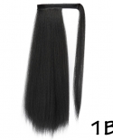 Hairstar 24inch Long Ponytail Extension Yaki Straight Fake Hair Ponytail Black Synthetic Hairpiece Wrap On Clip Hair