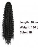 Synthetic Curly Drawstring Ponytail Clip In Hair 30inch Long Kinky Curly Highlight Black Colored Drawstring Pony Tail Fo