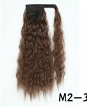 Synthetic Long Corn Wavy Ponytail Hairpiece Wrap On Hair Clip Ombre Brown Blonde Hair Extensions Pony Tail  Synthetic Po