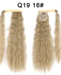 Synthetic Long Corn Ponytail Wrap Around Ponytail Clip In Hair Extensions Natural Hairpiece Headwear Hair Brown Grey  Sy