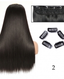 Long Straight Hairstyles Synthetic 5 Clip In Hair Extension 24inch Heat Resistant Hairpieces Brown Black Piece For Women