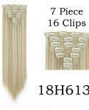 24inchs 16 Clips In Hair Extensions Long Straight Hairstyle Synthetic Blonde Black Hairpieces Heat Resistant False Hair 