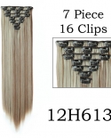 24inch Hairpiece 140g Straight Hair 7pcsset Clips In False Styling Hair Synthetic Clip In Hair Extensions Heat Resistan
