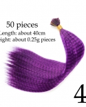 Colored Strands For Hair Feather Extension 50 Pieces I Tip Synthetic Hairpiece Fake Hair Zebra Line Feather Hair Extensi