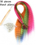 Colored Strands For Hair Feather Extension 50 Pieces I Tip Synthetic Hairpiece Fake Hair Zebra Line Feather Hair Extensi