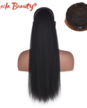 Long Straight Wrap Around Clip In Ponytail Hair Extensions Heat Resistant Synthetic Ponytail Fake Hair For Women Black N