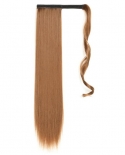 Clipe longo reto enrolado em extensões de cabelo rabo de cavalo sintético resistente ao calor rabo de cavalo cabelo falso para m