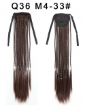 Extensões de cabelo trançado rabo de cavalo trançado falso em torno de tranças de caixa falsas peruca de cabelo longo e reto cab
