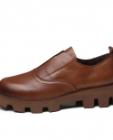 Women Genuine Leather Wedges Shoes Spring 2022 British Style Female Retro Handmade Round Toe Slip On Platform Casual Sho