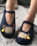 2022 Spring Embroider Flats Women Cotton Fabric Mixed Colors Casual Platform Shoes Buckle Strap Round Toe Handmade Ladie