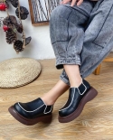 Genuine Leather Round Toe Retro Handmade Pumps Women Shoes 2022 New Autumn Concise Sewing Leisure Fashion Ladies Shoes M