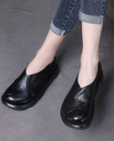 Women Flat Platform Shoes Spring Female 100 Genuine Leather Flats Thick Bottom Slip On Retro Handmade Casual Platform S
