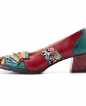 gykaeo ניו גליפון בסגנון בוהמייני עור אמיתי נעלי מרי גיין נשים פלוס מידה אדום פרחוני אמצע עקב משאבות zapatos muj