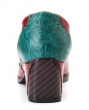 gykaeo ניו גליפון בסגנון בוהמייני עור אמיתי נעלי מרי גיין נשים פלוס מידה אדום פרחוני אמצע עקב משאבות zapatos muj