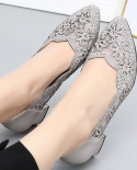 Womens Genuine Leather Pump Med Heel Pointed Toe Office Dress Shoes For Ladies Lace Crystal Party Wedding Shoes Bride F