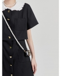 Sweet Dress Black Doll Collar Stitching Fake Two-piece Waist Skirt Summer