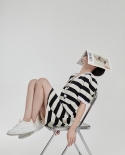 Summer Women Striped Polo Short-sleeved Flowers Age-reducing Skirt