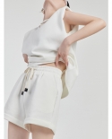 Gentle Top Two-piece White Sleeveless Sports Leisure Sweater Suit Female Summer