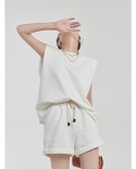 Gentle Top Two-piece White Sleeveless Sports Leisure Sweater Suit Female Summer